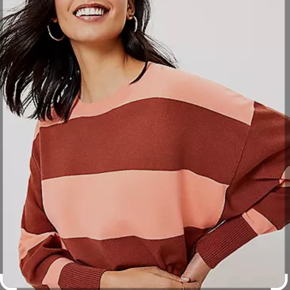 LOFT Sweaters - Loft Coral Striped Sweater-NWT